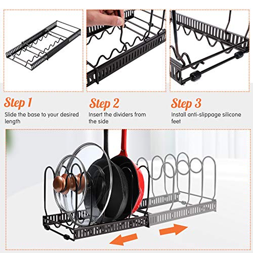 image for Focus Line Pot Organizer Rack for Cabinet, Expandable Pan and Lid Rack