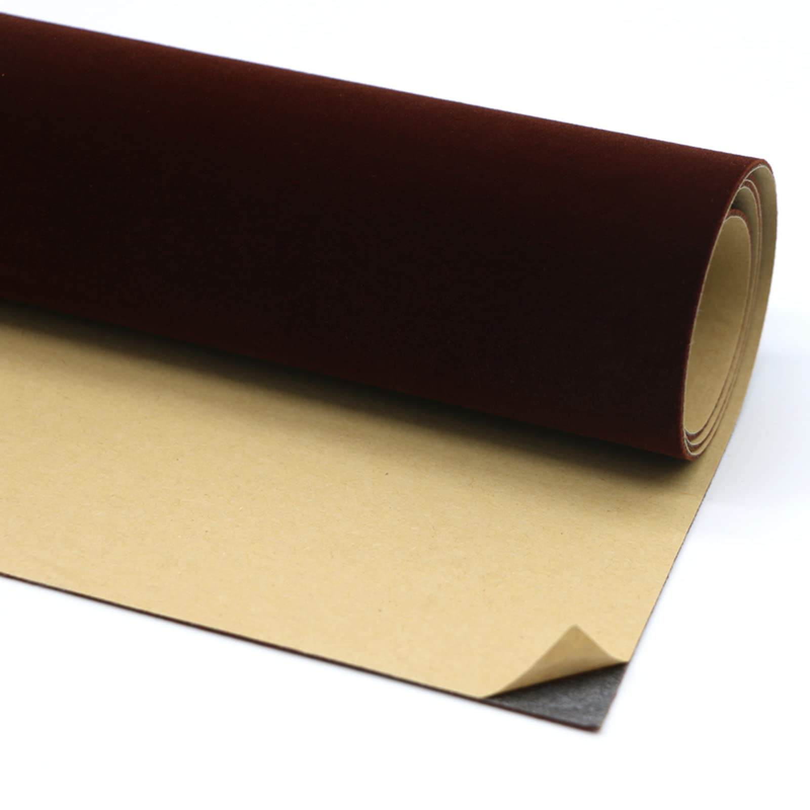 LumaGrove Self Adhesive Velvet Flocking Liner, Self Adhesive Felt Fabric 150cm Wide, Adhesive Paper for Drawers, Dressers, Cabinets and Jewelry Display (Dark Brown, 1.5 x 1 m)