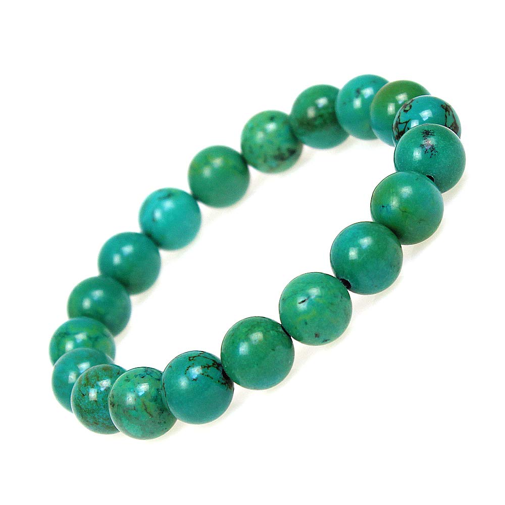 Ausgewähltes Armband für Damen und Herren, 10 mm, türkisfarbene Perlen, elastisch, Naturstein, Yoga-Armband