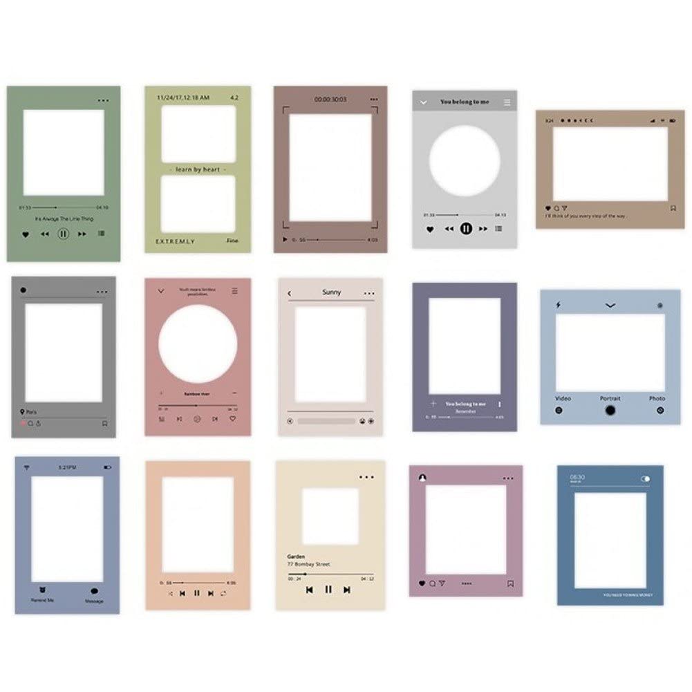 Stakee Multicolor 15Pcs Assorted Photo Frame Sticker Camera Film Sticker Decorative Filmstrip Sticker For Scrapbook Notebook Journals