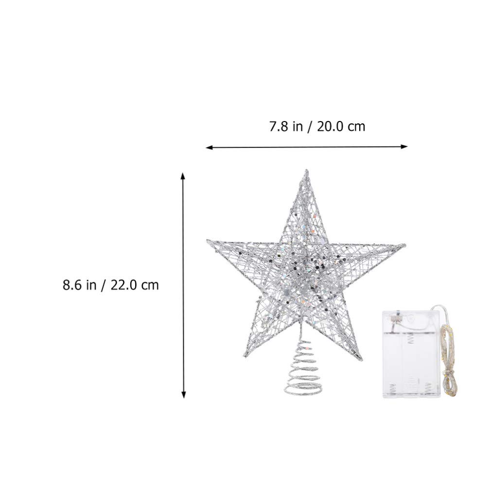 Uonlytech Sternförmige Baumspitze aus Eisen Beleuchtete Baumspitze mit Glitzer Batteriebetrieben Hübsches Design für Weihnachtsbaumdekoration Einfach zu Montieren
