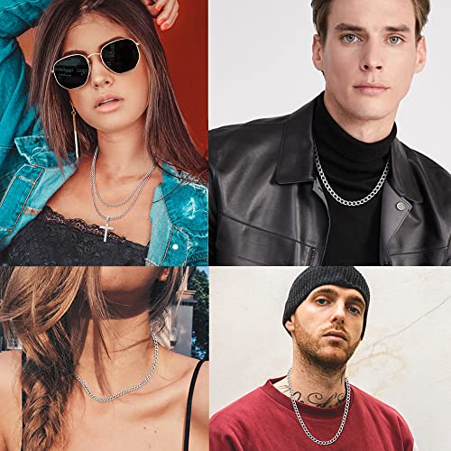 FIBO STEEL 3.5-10mm Stainless Steel Cuban Necklace Mens Women Curb Link Chain, 16-30 inches2