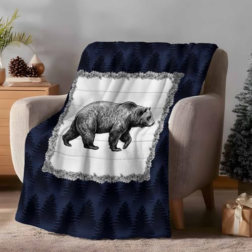 Vintage Bear Throw Blanket for Couch Gifts for Women Pine