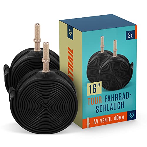 Alphatrail Fahrradschlauch 16 Zoll mit AV Autoventil 2X Set mit...