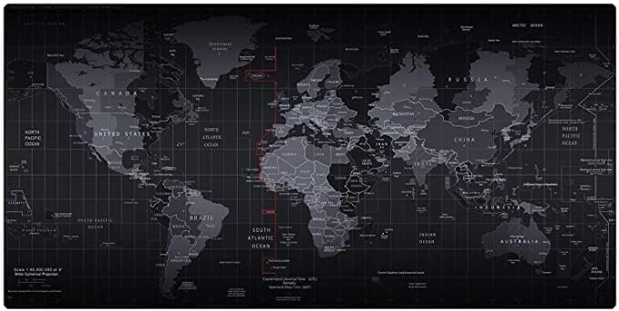 BHAVRUTT World Map Extra Large Gaming Mouse Pad & Keyboard Desk Mat | Anti-Slip Rubber for Computer & Laptop | 700L x 300W x 3H mm