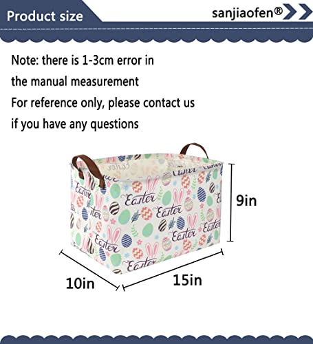 Image of Rectangular Easter baskets , Kids Easter Basket Organizer.Cute Storage Basket with Handles.Boys and Girls,Easter Bunny Eggs Decor,Books,Easter Gifts . (Easter bunny eggs)