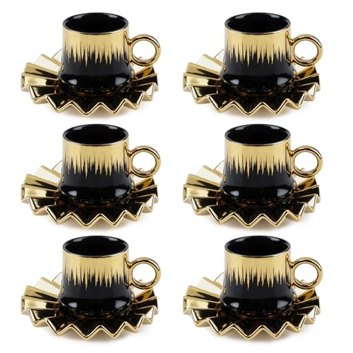 12-teiliges türkisches Kaffeetassen-Set mit Untertassen, 100 ml...