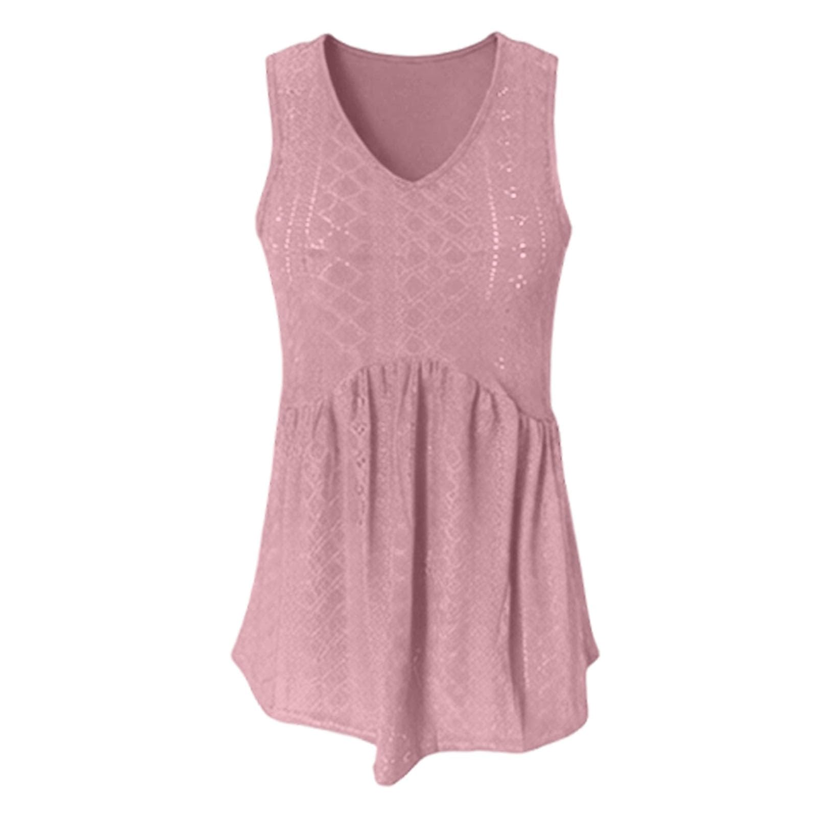 Camiseta de tirantes para mujer, holgada, cuello en V, sin mangas, estilo bohemio, sin mangas, para verano, con bordado de peplum, blusa de lino, blusa holgada, con botones