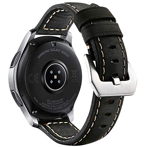 Maxjoy Galaxy Watch 3 45Mm Band, Galaxy Watch 46Mm Bands Gear S3 Frontier Classic Leather Watch Band 22Mm Replacement Strap Compatible With Samsung Galaxy Watch 3 45Mm/ 46Mm/ Gear S3 Smartwatch, Black #TOP6