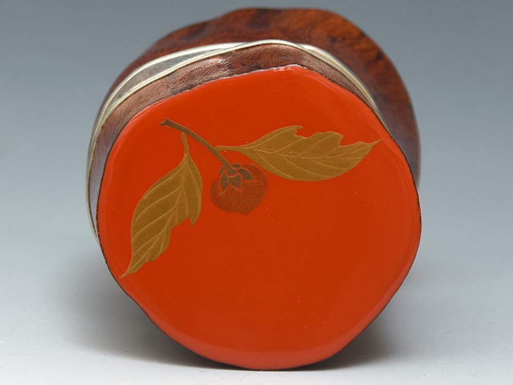 木台 中林星山造玄々斎好 筆柿香合 共箱 茶道具 天然木 香道具 現代工芸 木