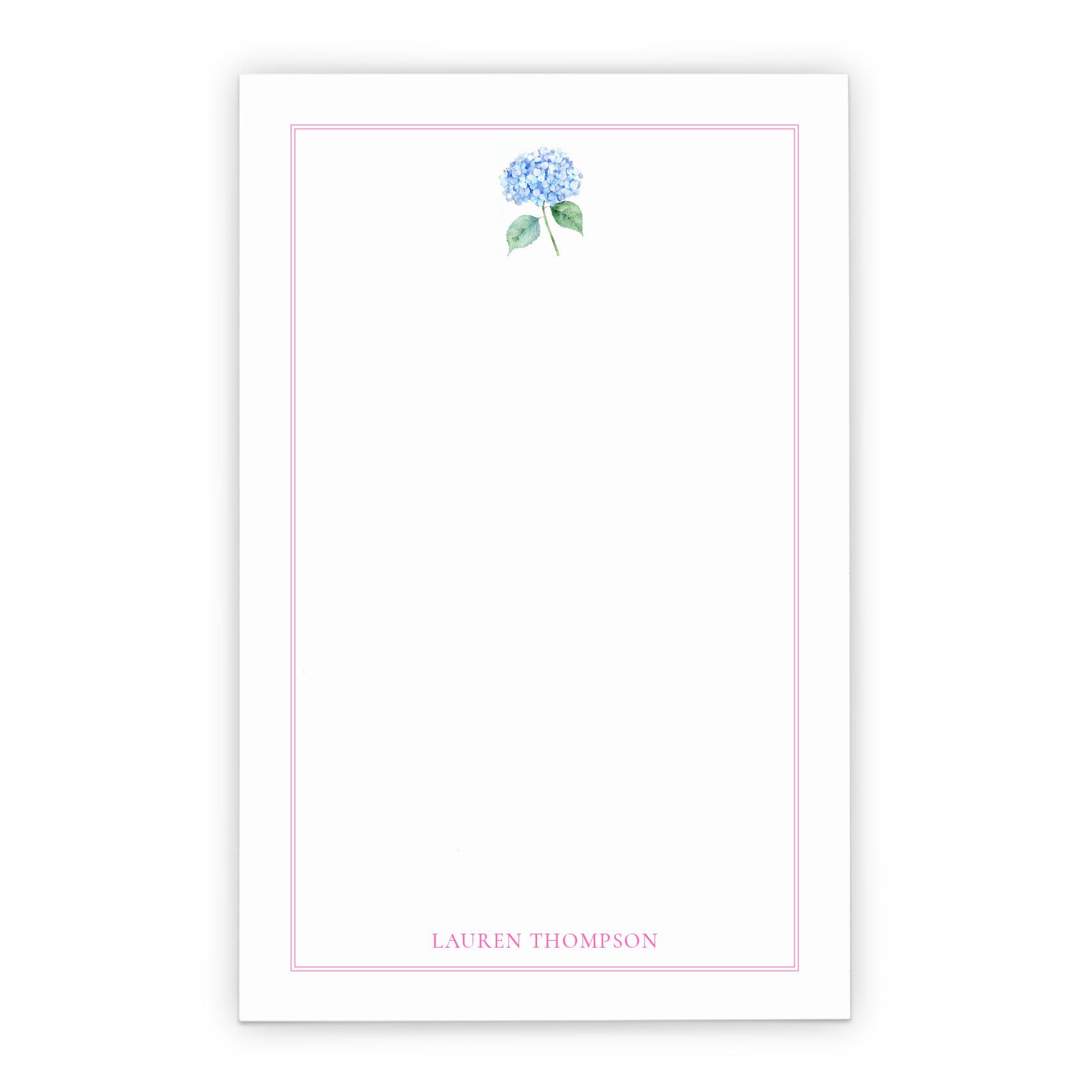 Personalized Hydrangea Stationery Paper And Envelopes Set, Watercolor Flower Note Pad With Name Printed, Blue Floral Notepad For Gift, Custom