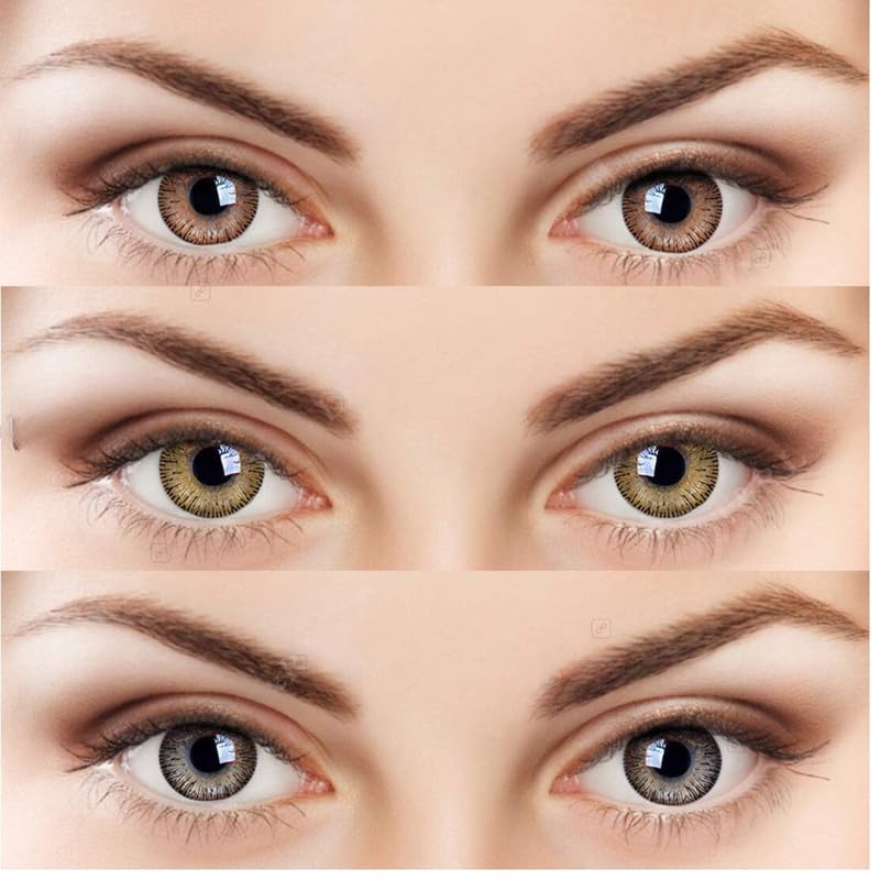 CHAUHAN TRADING 3 Pair MonthlyHoney, Hazel & Brown Colored Eye Lenses (Zero Power) | Suitable for Men & Women | Includes Free Lens Case & Solution