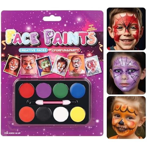 8 Colors Face Body Paint Oil Based Facepaint Makeup Palette for Adults & Kids- Non Toxic Safe for Halloween, Cosplay Costumes, Parties, Festivals and Special Effects Makeup Cover