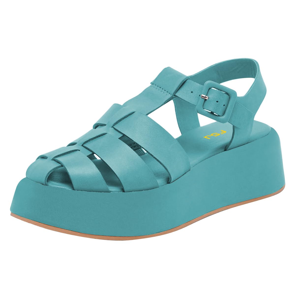 FSJ Women Closed Toe Fisherman Platform Sandals Adjustable Buckle Ankle Strap Hollow Out Thick Sole Gladiator Caged Summer Shoes Size 4-16 US