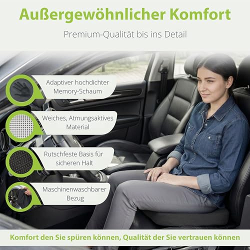 feela.® Orthopädisches Autositzkissen [3 Härtegrade] TESTSIEGER – Keilkissen für Autos – Besserer Sitzkomfort und Entlastung des Steißbeins – Autositz-Sitzerhöhung, Fahrersitzkissen (Medium)