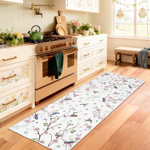 Tapete corredor lavable 2x6 floral ave miniatura 2