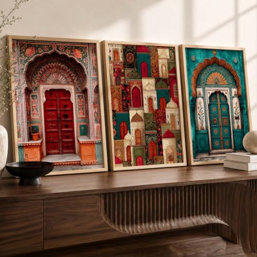 Image of kotart Indian Art Traditional Paintings for Living Room | Framed Wall Painting for Home Room Bedroom Office Wall Decor | Poster With frames Set of 3 (14x20 Inch)