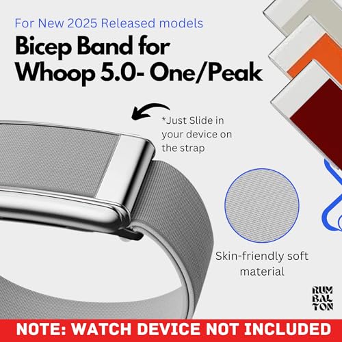 Image of Hydra Soft Bicep Strap for WHOOP 5.0 One /Peak /Life MG Band - Breathable Adjustable Waterproof Replacement Bicep Strap for WHOOP Band 5.0 - Not Compatible with Gen 4 (Grey, One /Peak)