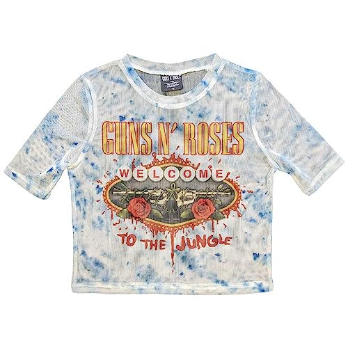 Rock Off officially licensed products Guns N' Roses Mesh Crop Top T Shirt Welcome to The Jungle Logo Officiel Femme Size M