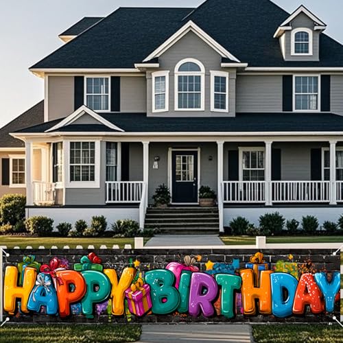 Image of Nuxovilar Happy Birthday Graffiti Banner 18x79 Inches Polyester