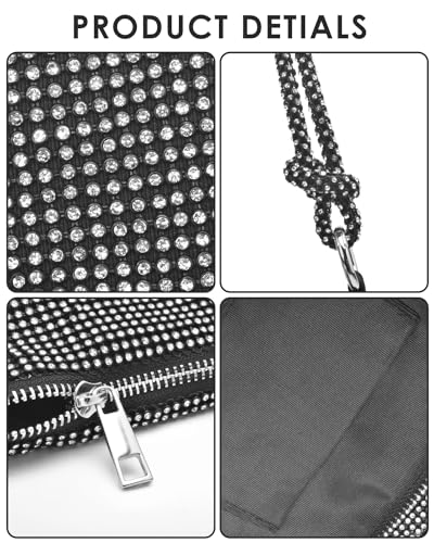 Image of TINDTOP Rhinestone Evening Bag, Clutch Purse Women Sparkly Mini Handbags, Cross Body Hobo Bag for Cocktail Party Wedding