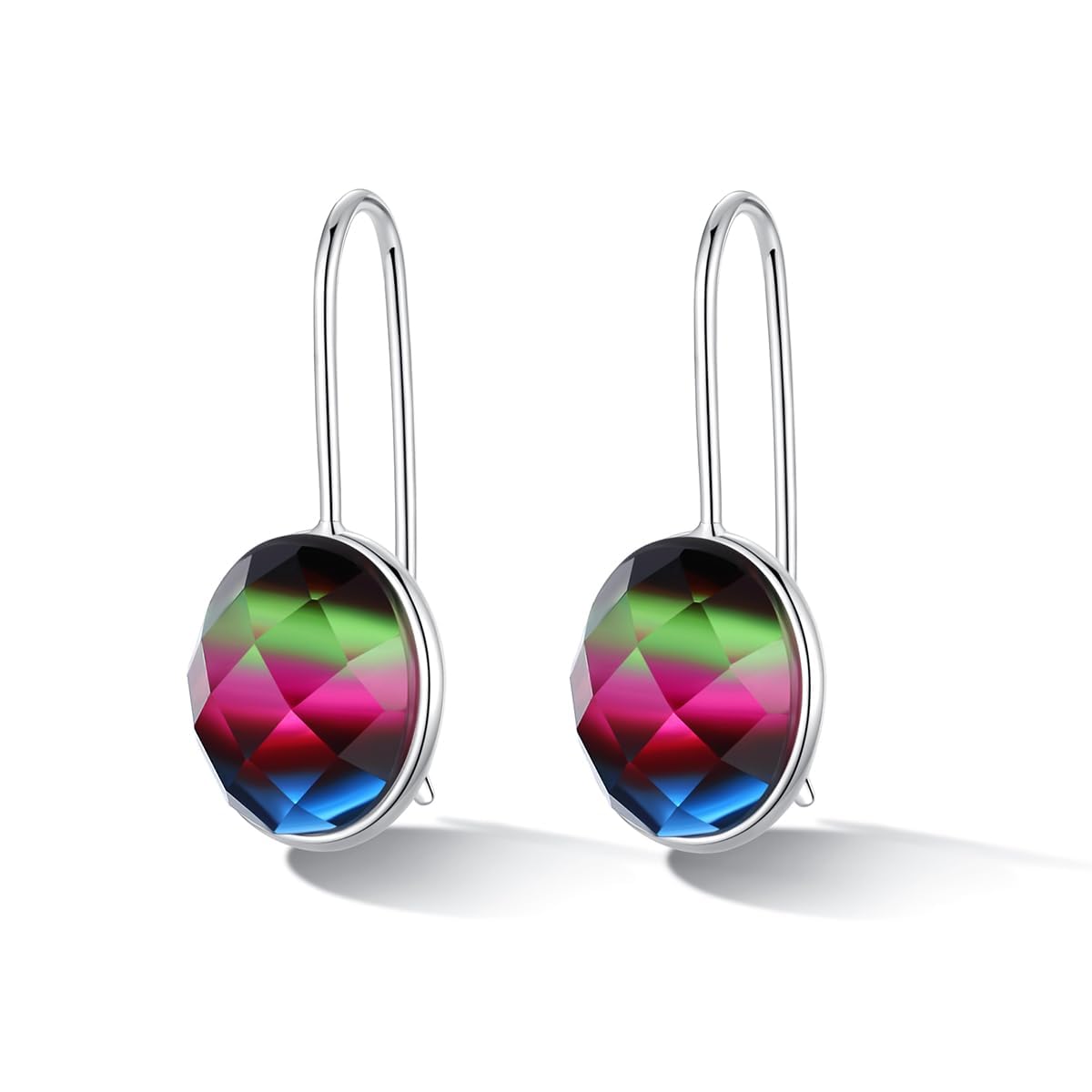 MetJakt Orecchini pendenti da donna in argento 925 con vera pietra naturale e cristalli colorati con glitter che cambiano colore, gioielli da donna, nan, cristallo