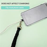 Vista 4 de Correa de muñeca para teléfono estilo boho macramé, cordón para teléfono celular con pestaña de anclaje, llavero con dije para muñeca, cadena