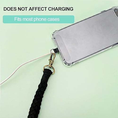 Miniatura 10 de Correa de muñeca bohemia de macramé para teléfono, cordón para teléfono celular con pestaña de amarre, dije de llavero, cadena de teléfono