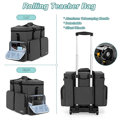 CURMIO Rolling Teacher Tote Black