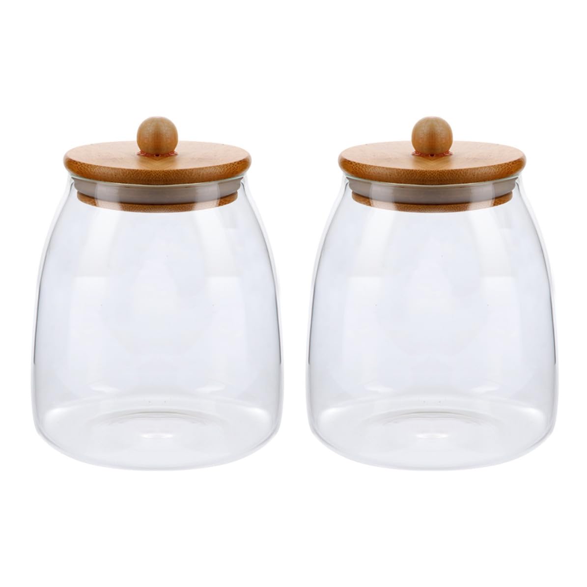 SOLUSTRE 2 Stück Mehrzweckglas Vorratsdosen mit Bambusdeckel 900ml Glasfrischhaltedosen zur Aufbewahrung von Trockenfrüchten und Süßigkeiten für Hochzeit