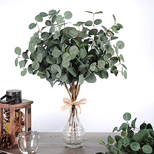 Miracliy 7 Pcs Artificial Eucalyptus Stems, Faux Eucalyptus Leaves Greenery Stems For Vase Home Party Wedding Decoration #TOP6