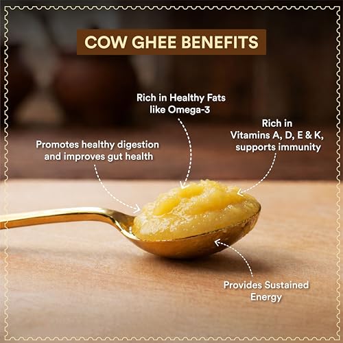 Image of BAROSI Desi Cow Ghee 1 Litre | Danedar Ghee | Lab Tested | Grass-Fed Desi Cow |Naturally Rich In Good Fats & Antioxidants | Suitable for Daily Cooking | Rich Aroma, Golden Colour | Glass Jar(1000 ml)