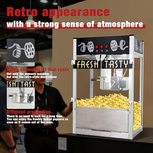Image of 36oz Countertop Popcorn Maker Machine Professional Commercial Grade, Black