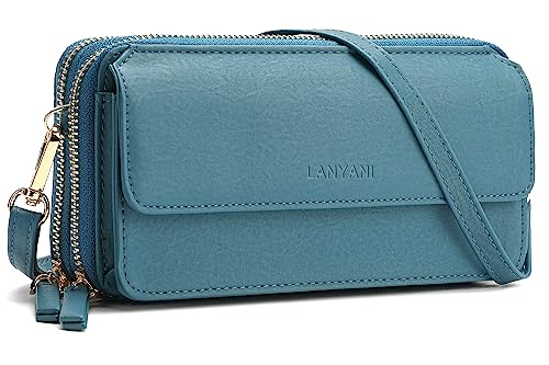 Image of Lanyani RFID Crossbody Wallet Wristlet Purse with Phone Pocket For Women Vegan Leather