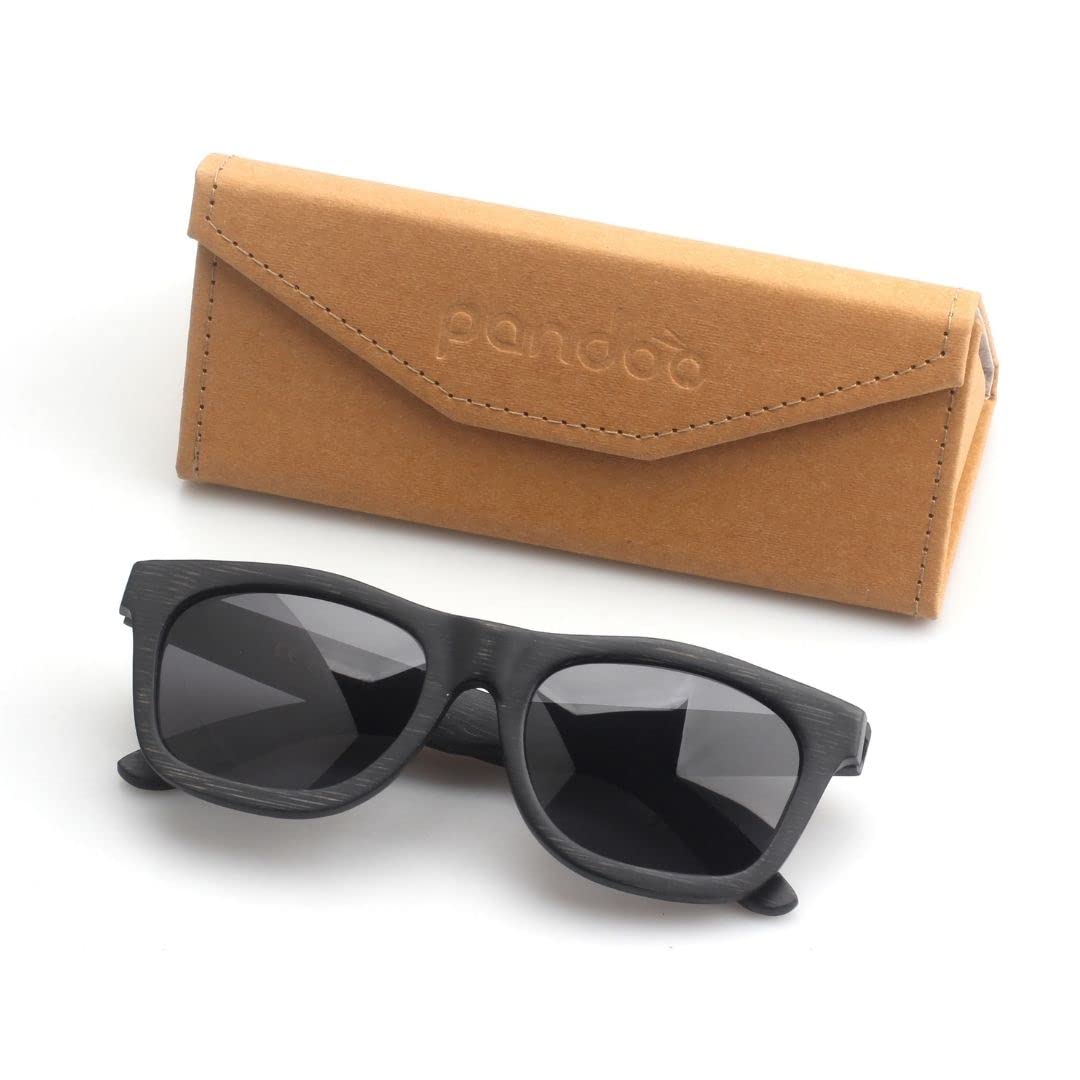 pandoo Bambus-Sonnenbrille mit Brillen-Etui | polarisiert & UV400 | verschiede Farben u verspiegelte Gläser, Damen, Herren, Unisex - Holz, UV-Schutz