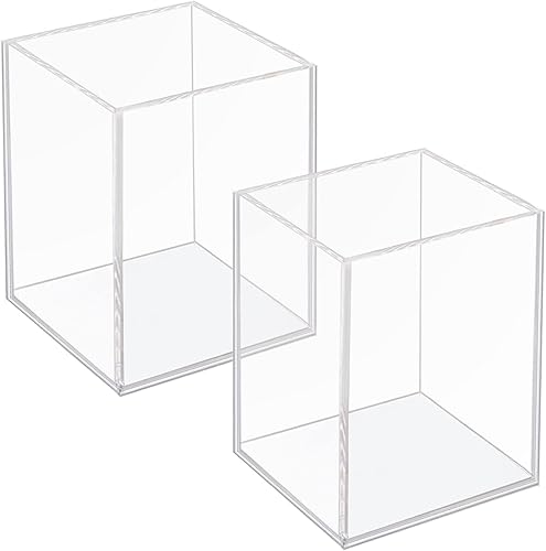 Ptaedex Paquete de 2 soportes de acrílico para lápices soporte transparente para brochas de maquillaje almacenamiento de tazas oficina escritorio y