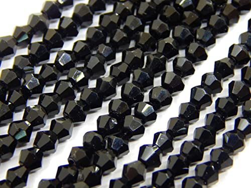 90x Bohemian Crystal Pearls 4 mm Double Cone Czech Pearls Glass Beads Bicone Beads Black, Klein - Image 3