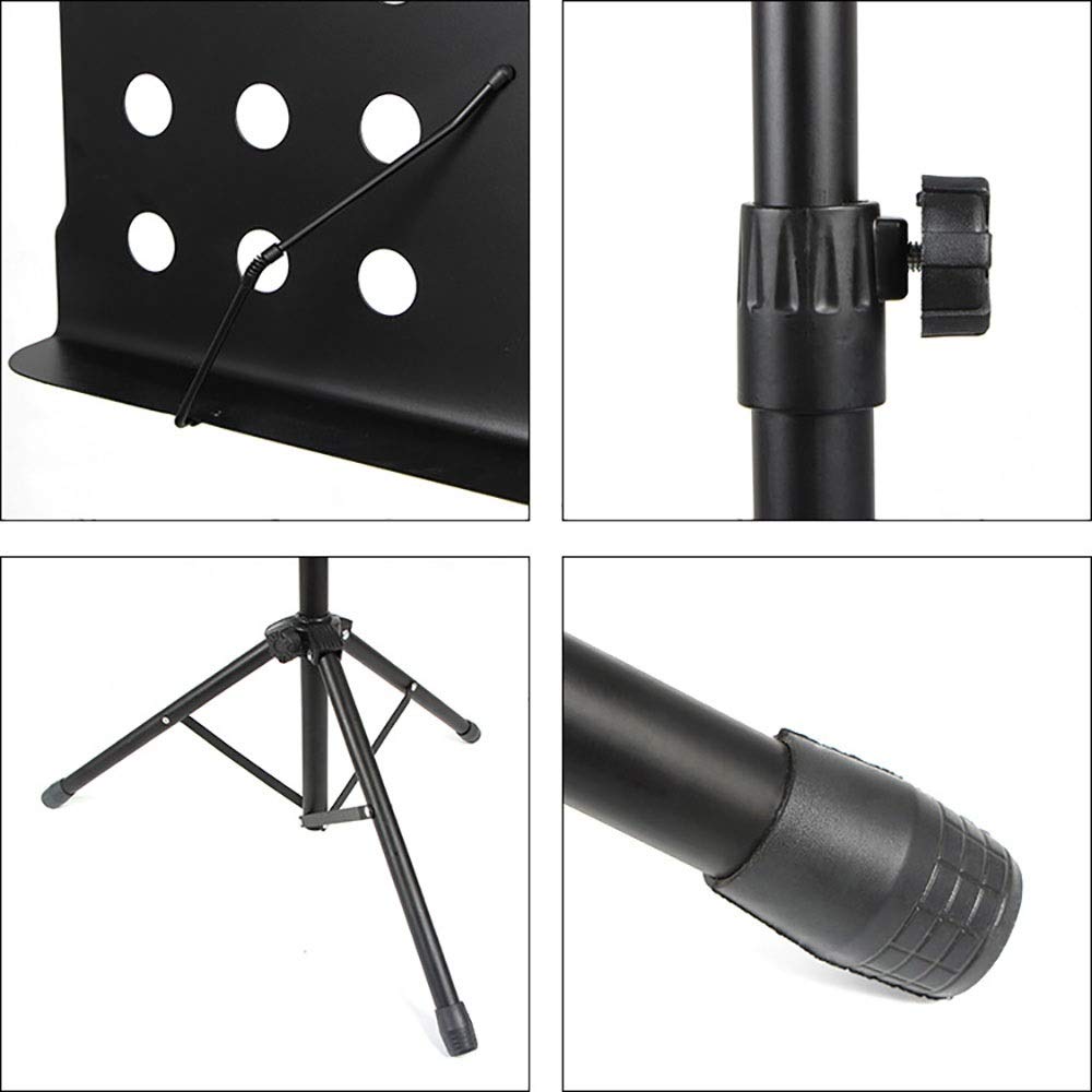 Atril De Partituras con Clip para Varios Instrumentos Atril De Partituras Plegable Fácil De Usar Atril Portátil para Orquestas Escolares Y Coros,Black-49x145cm