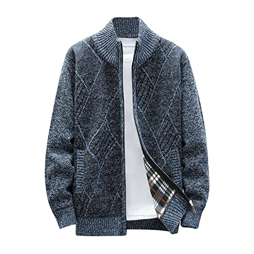 Muscularfit Big and Tall Men's Cardigan Sweaters Fashion Full Zip Fleece Lined Knitted Sweaters Long Sleeve Casual Cardigans