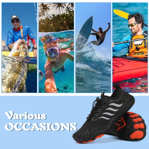Badeschuhe Wasserschuhe Herren Damen Strandschuhe Barfußschuhe Sommer Schwimmschuhe Aquaschuhe Schnell Trocknen Surfschuhe Schwarz EU43