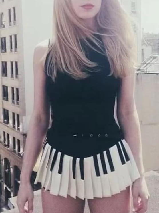 Harajuku Piano Skirt for Women Y2k Streetwear Piano Mini Skirt Coquette Aesthetic Grunge Outfit Summer 20252