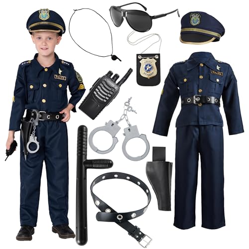 JOYIN Toy Halloween Toddler Police Costume, Police Officer Costume for Boys, Kids Cop Outfit with Toy Accessories for Unisex Halloween Pretend Roleplay, Themed Party (Small, 5-7 yrs)
