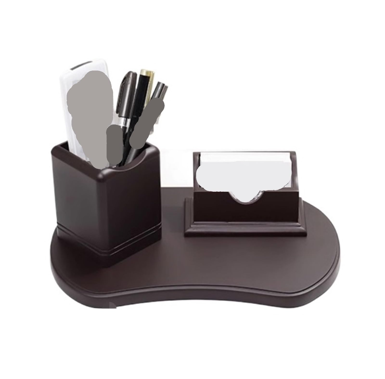 Expositor, Tarjetero de madera | Organizador multiusos de oficina marrón 29,2x10,8x19,4cm: tarjetero y portalápices