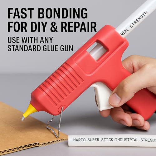 Image of Mario Milky White Hot Melt Glue Sticks 220mm x 11mm (Pack of 40) | Multipurpose Strong Adhesive Glue Sticks for DIY, Craft, Repair, Art, Decoration & Home Improvement