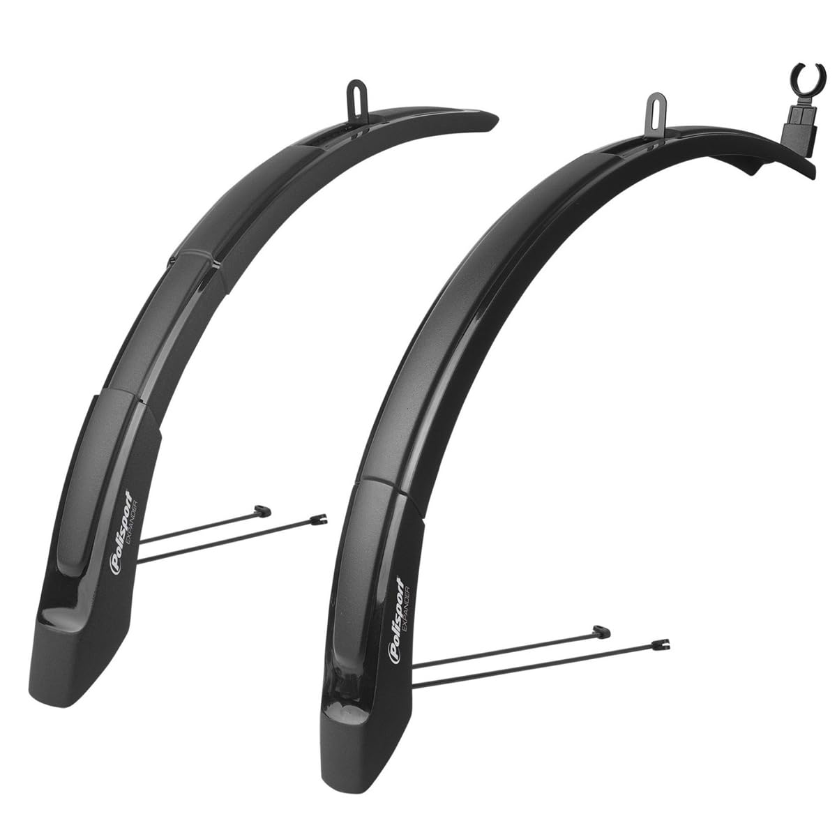 POLISPORT 8624000001 - Garde-Boue Avant et arrière, Expander Cross 65 mm, 2 pièces universelles Extensibles pour vélos avec Roue