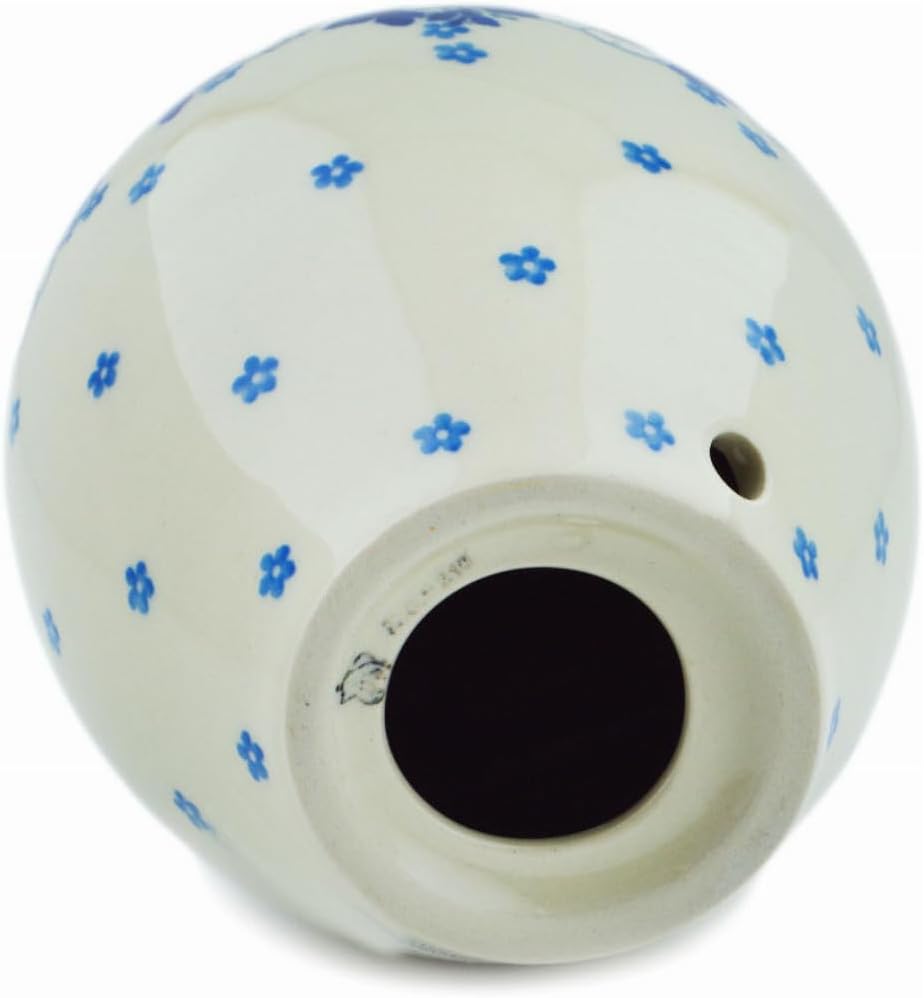 Authentic Polish Pottery Lamp Base in Blue Spring Design Handmade in Bolesławiec Poland by Ceramika Artystyczna + Certificate of Authenticity