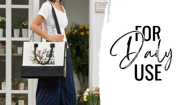 Bolso tote grande de lona para mujer de InnoBeta Koala Gifts, con cierre de cremallera superior y correa ajustable para el hombro, tamaño ideal para viajes, estilo moderno y funcional miniatura 7