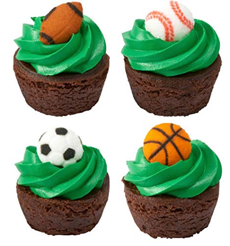 24Pk Sports Balls Sugar Decoration Toppers For Cakes Cupcakes Cake Pops With Decorating Stickers #TOP3