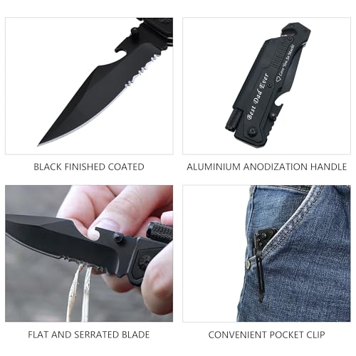 Image of Mothers Day Fathers Day Gift - Personalized Custom Engraving Gifts for Him Her, 6-in-1 Multifunctional Folding Pocket Knives with LED Light, Seatbelt Cutter, Glass Breaker, Magnesium Fire Starter, Bottle Opener
