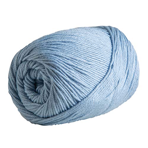 Image of Knit Picks Dishie Blue Worsted Weight 100% Cotton Yarn for Crocheting | 100g of solid colored yarn in Dewdrop color for dishcloths, machine washable.
